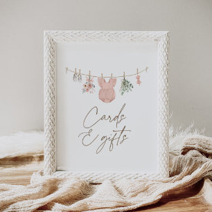 Boho Girl Baby Clothes Baby Shower Cards and Gifts Poster