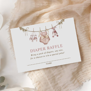 Boho Girl Baby Clothes Diaper Raffle Ticket Enclosure Card