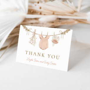 Boho Girl Clothesline Baby Shower Thank You Card