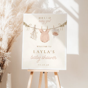 Boho Girl Clothesline Baby Shower Welcome Sign