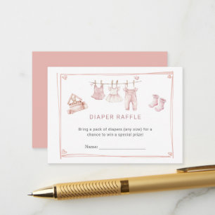 Boho Girl Clothesline Diaper Raffle Ticket Card
