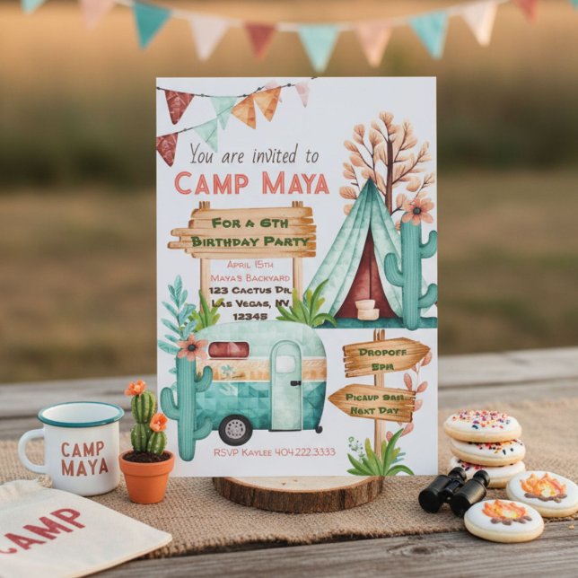 Boho girls camping slumber party Invitation (Creator Uploaded)