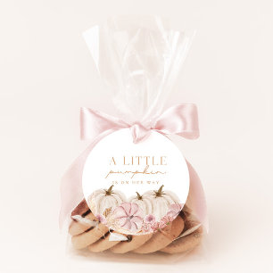 Boho Girls Pampas Grass Pumpkin Custom Circle Favour Tags