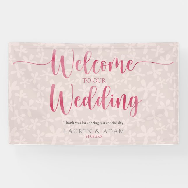 Boho Girly Pink Wedding  Banner (Horizontal)