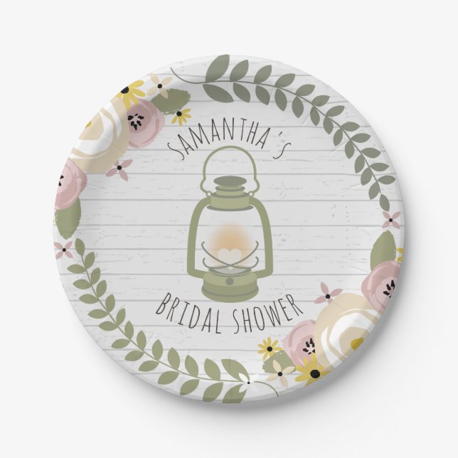Boho Glamping Bridal Shower - Dusty Paper Plate (Front)