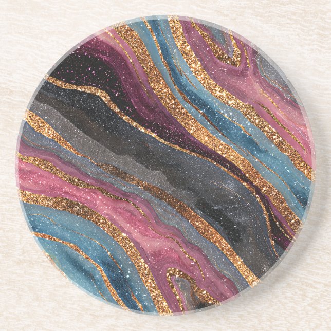 Boho Glitter Agate Coaster (Front)