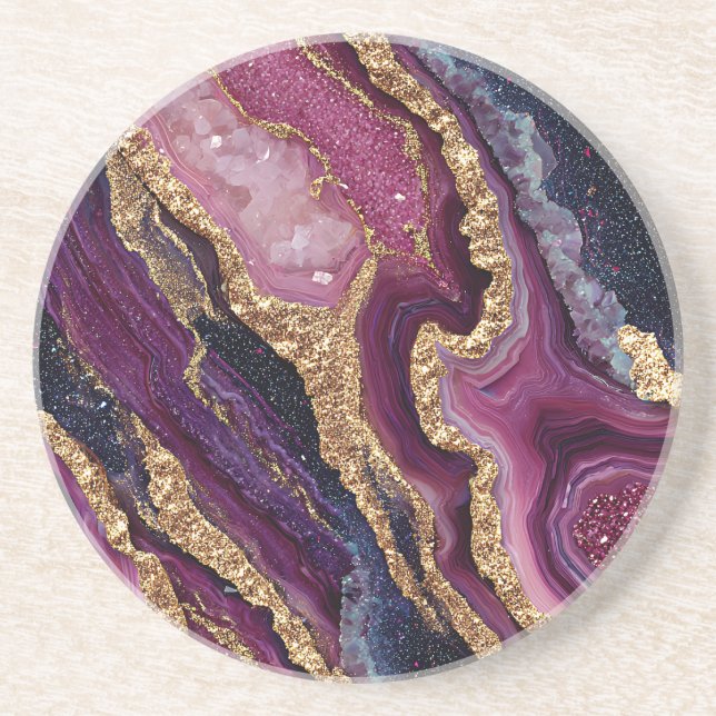 Boho Glitter Agate Coaster (Front)