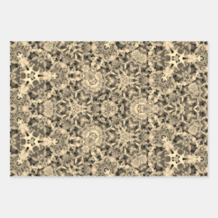 Boho gold and grey wrapping paper sheet
