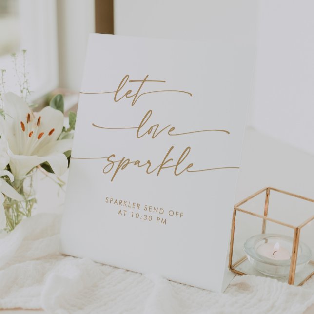 Boho Gold and White Sparkler Send Off Wedding Pedestal Sign (Boho Gold and White Sparkler Send Off Wedding Pedestal Sign)