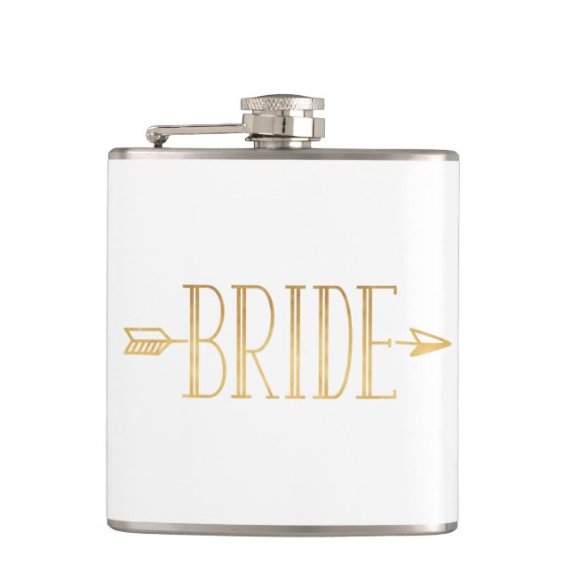 Boho Gold Arrow Bride Flask (Front)