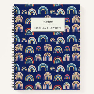 Boho Gold Colourful Blue Abstract Rainbow Arch Notebook