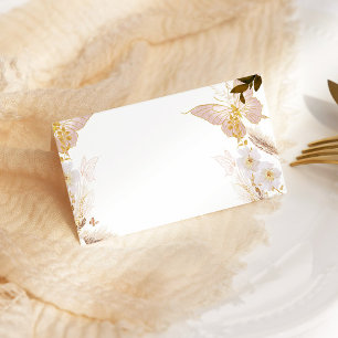 Boho gold floral butterfly place card