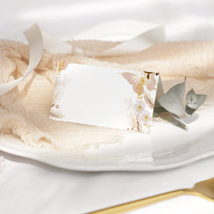 Boho gold floral butterfly place card