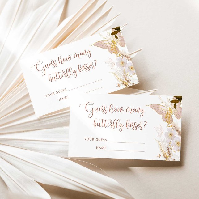 Boho gold foil guess how many butterfly kisses enclosure card (Creator Uploaded)