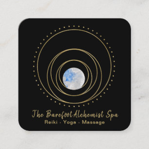 *~* Boho Gold Sacred Geometry Luna Lunar Moon Square Business Card