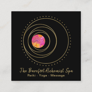 *~* Boho Gold Sacred Geometry Luna Moon Lunar Square Business Card