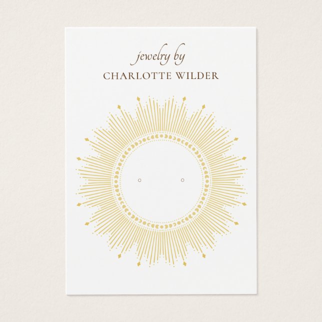 Boho Gold Sunburst Circle Earring Display Card (Front)