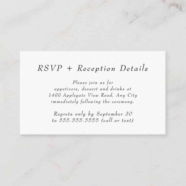 Boho Golden Greenery reception details + rsvp Enclosure Card (Front)