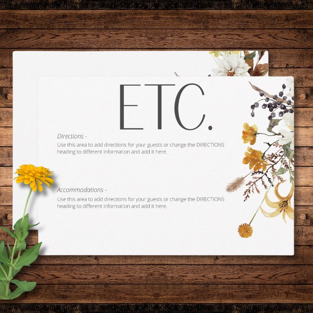 Boho Golden Yellow Meadow Flowers White Details Enclosure Card (Boho Golden Yellow Meadow Flowers White Details Enclosure Card)