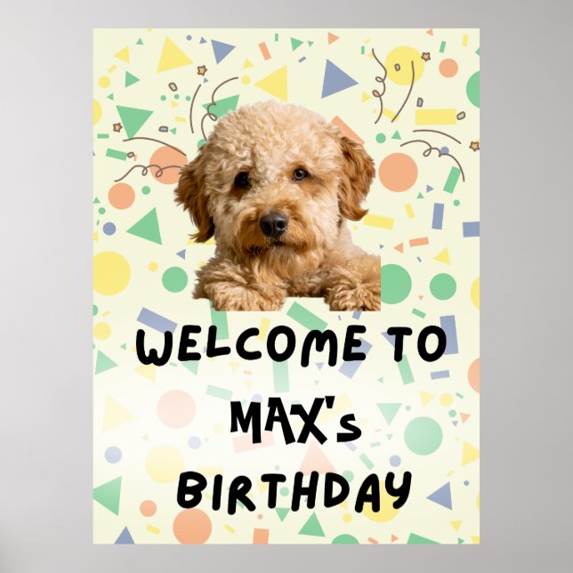 Boho Goldendoodle First Birthday Welcome Sign | On (Front)