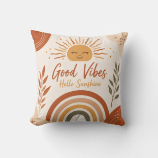 Boho Good Vibes Hello Sunshine Throw Pillow 