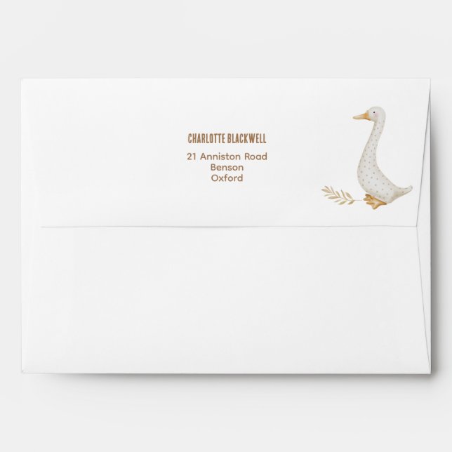Boho Goose Baby Shower Invitation Card Envelope (Back (Top Flap))