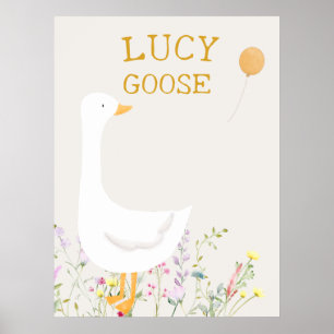 Boho Goose Duck Floral Baby Shower Artwork Poster