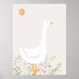 Boho Goose Duck Floral Baby Shower Artwork Poster