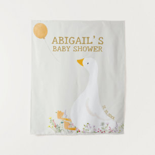 Boho Goose Duck Floral Baby Shower Welcome Tapestry