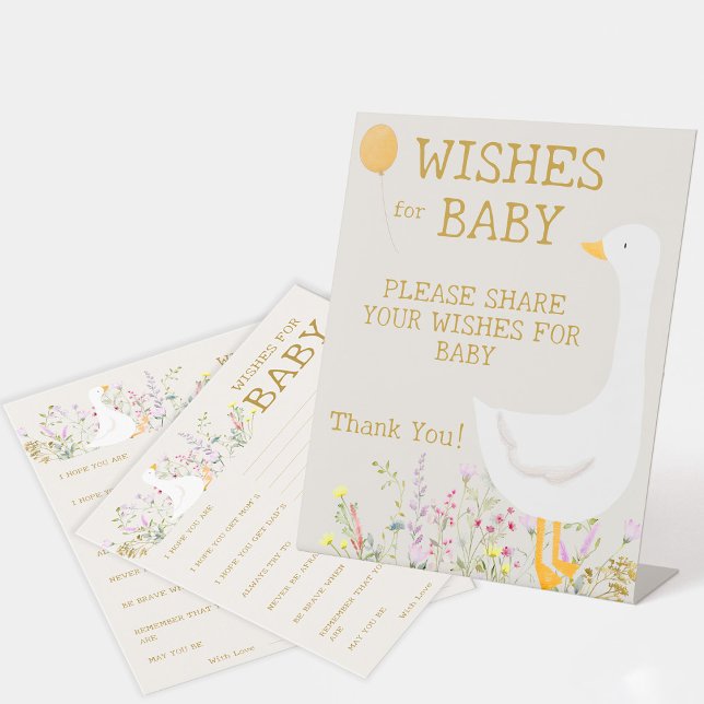 Boho Goose Duck Wildflower Baby Shower Wishes Sign (Creator Uploaded)