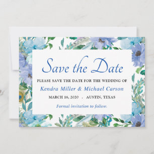 Boho Gorgeous Sapphire Blue Floral Save The Date