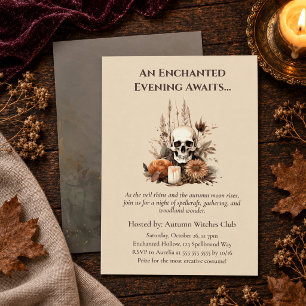 Boho Gothic Fall Party with Skull and Flowers Invitation