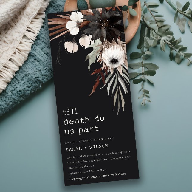 Boho Gothic Rust Black Botanical Couples Shower Invitation (Creator Uploaded)