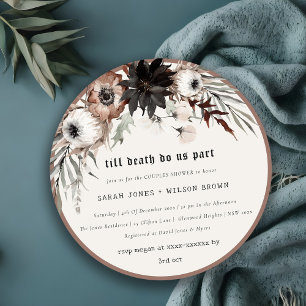 Boho Gothic Rust Black Botanical Couples Shower Invitation
