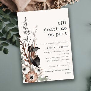 Boho Gothic Rust Black Botanical Couples Shower Invitation