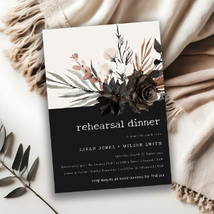 Boho Gothic Rust Black Botanical Rehearsal Dinner Invitation