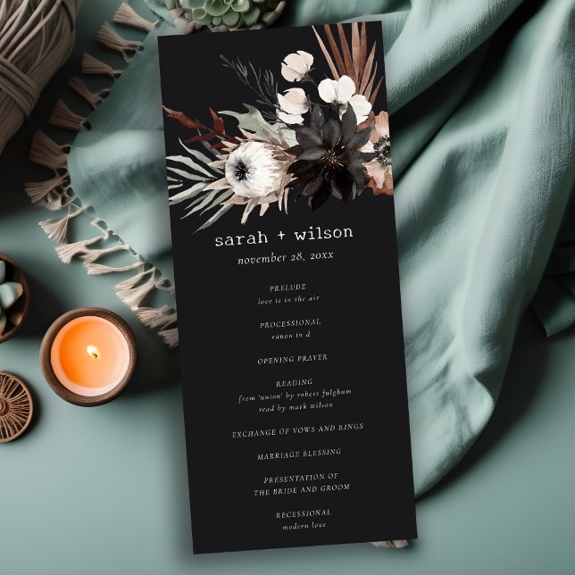 Boho Gothic Rust Black Botanical Wedding Program (Creator Uploaded)