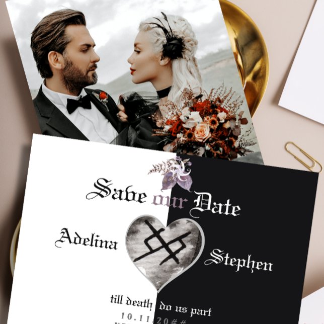 Boho Gothic Viking Eternal Love Wildflower Wedding Save The Date (Boho Rust Gothic Viking Eternal Love Wildflower Photo Save The Date October Elegant Gothic Wedding)