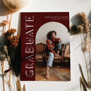 Boho Graduate Maroon Graduation Announcement