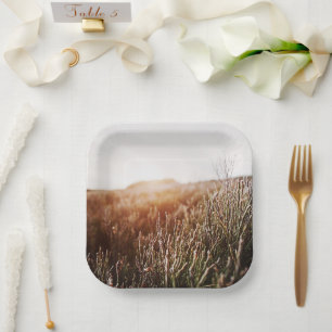 Boho Grass Field Any Occasion Paper Plate