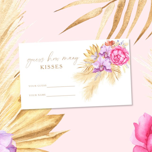 Boho grass - Guess how many kisses bridal game Enclosure Card (Creator Uploaded)