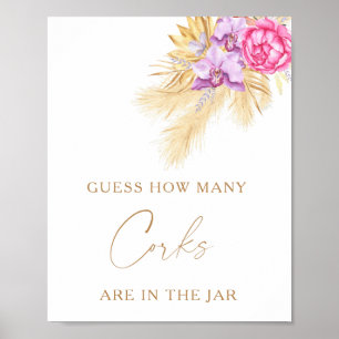 Boho grass - How many corks bridal shower game Poster