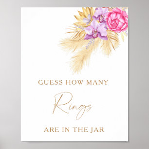 Boho grass - How many rings bridal shower game Poster