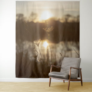 Boho Grass Natural Water Landscape Tapestry