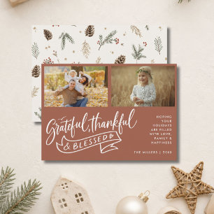 Boho Grateful Thankful Blessed Family Chistmas