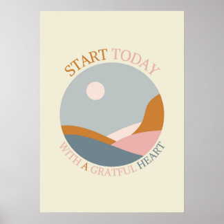 Boho Gratitude Quote – Start Today with a Grateful Poster