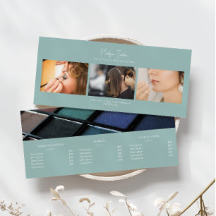 Boho Green Add Photos Hair Makeup Service Price Rack Card