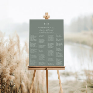 Boho Green Alphabetical Wedding Seating Chart