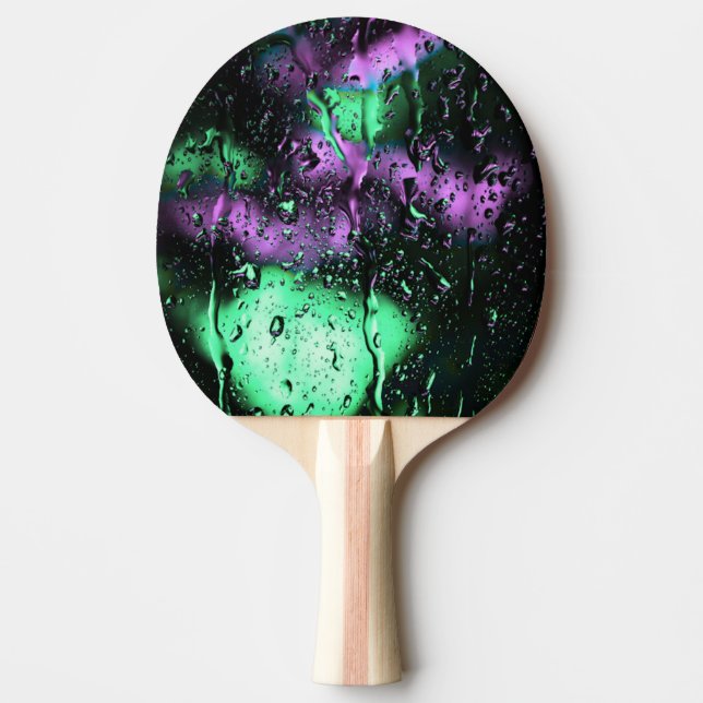 Boho Green and Purple Abstract Modern Art Ping Pong Paddle (Front)