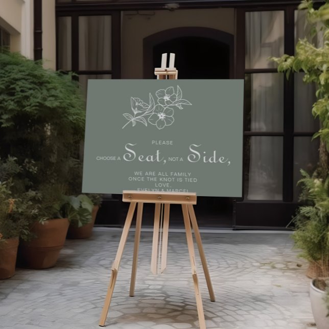 Boho Green Choose a Seat Not a Side Wedding  Poster (Creator Uploaded)
